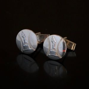 Baseball Player Trophy Gold Tone Cufflinks